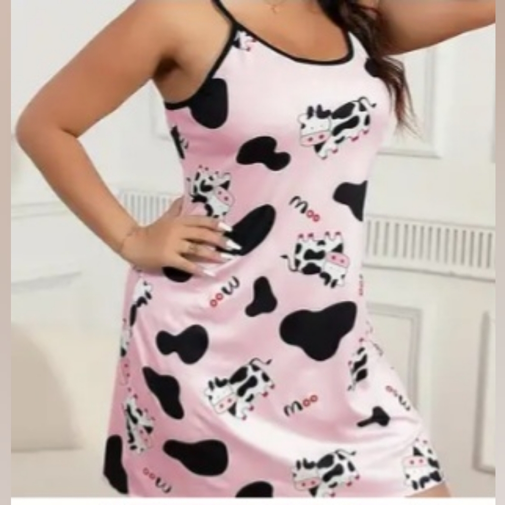 #H01 Nightdress women's plus size Moo cow Nightdress